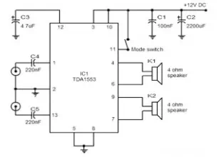 Car stereo amplifier based TDA1535