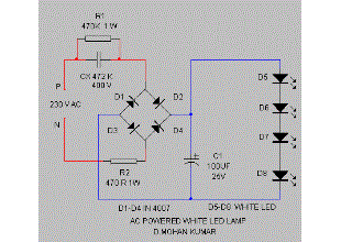 220V AC Powered White Led Lamp