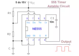 555 IC Square Wave Oscillator circuit