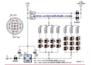LED Brake/Rear Light Specifically for motorcycles Circuit diagram