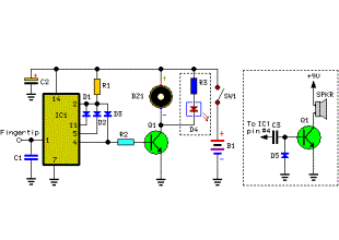 One second Audible Clock Circuit Schematic
