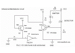 infrared emitter and detector using ic 74ls14