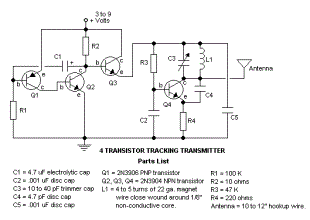 4-transistor tracking transmitter