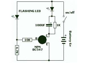 Led Flasher with a BC547 NPN transistor