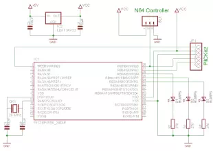 Nintendo 64 controller with PIC microcontroller