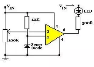 LM741 OpAmp Voltage Indicator