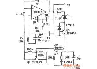 Wien bridge sine wave oscillator circuit composed of LM101A