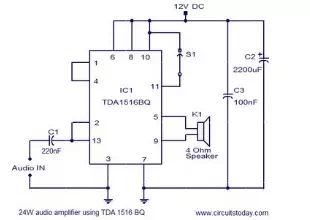 24w amplifier using tda1516