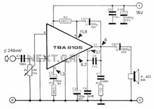 TBA810 - 7 Watt Audio Amplifier Circuit