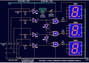 Water Level Indicator With 7-Segment Display PCB
