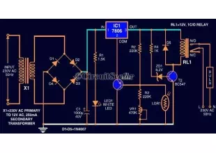 Automatic Light Controller Using 7806 And LDR PCB