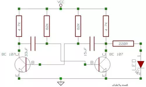 a simple Astable Multivibrator with the help of a circuit diagram