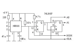 A four channel X/Y oscilloscope multiplexer