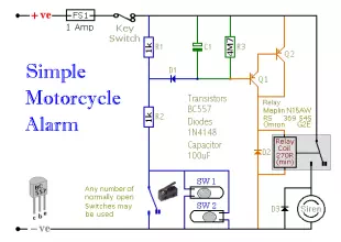 Simple Two-Transistor Motorcycle Alarm