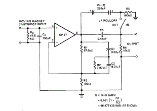 Circuit of RIIA phono pre-amplifier op-27