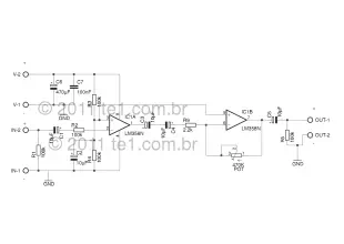 Circuit audio pre-amplifier integrated circuit LM358 dual op amp