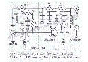 Wideband DTV UHF Antenna TV Amplifier Circuit using transistor 2sc3358
