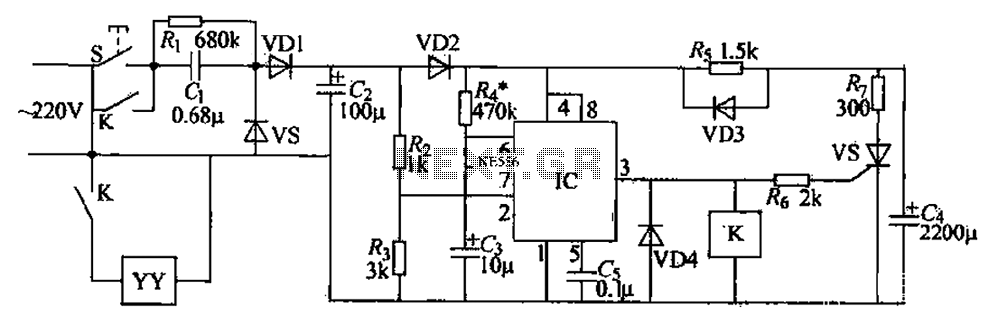 Automatic toilet flushing circuit – Circuit Schematic