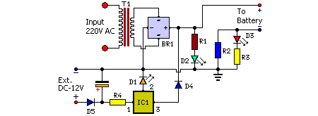 Low Cost Phone Battery Charger Schematic Diagram