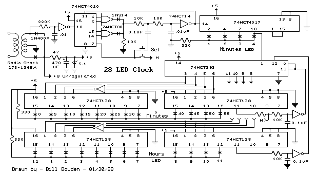 Clock timer with LEDs – Circuit Schematic