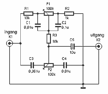 Audio tone control circuit – Circuit Schematic