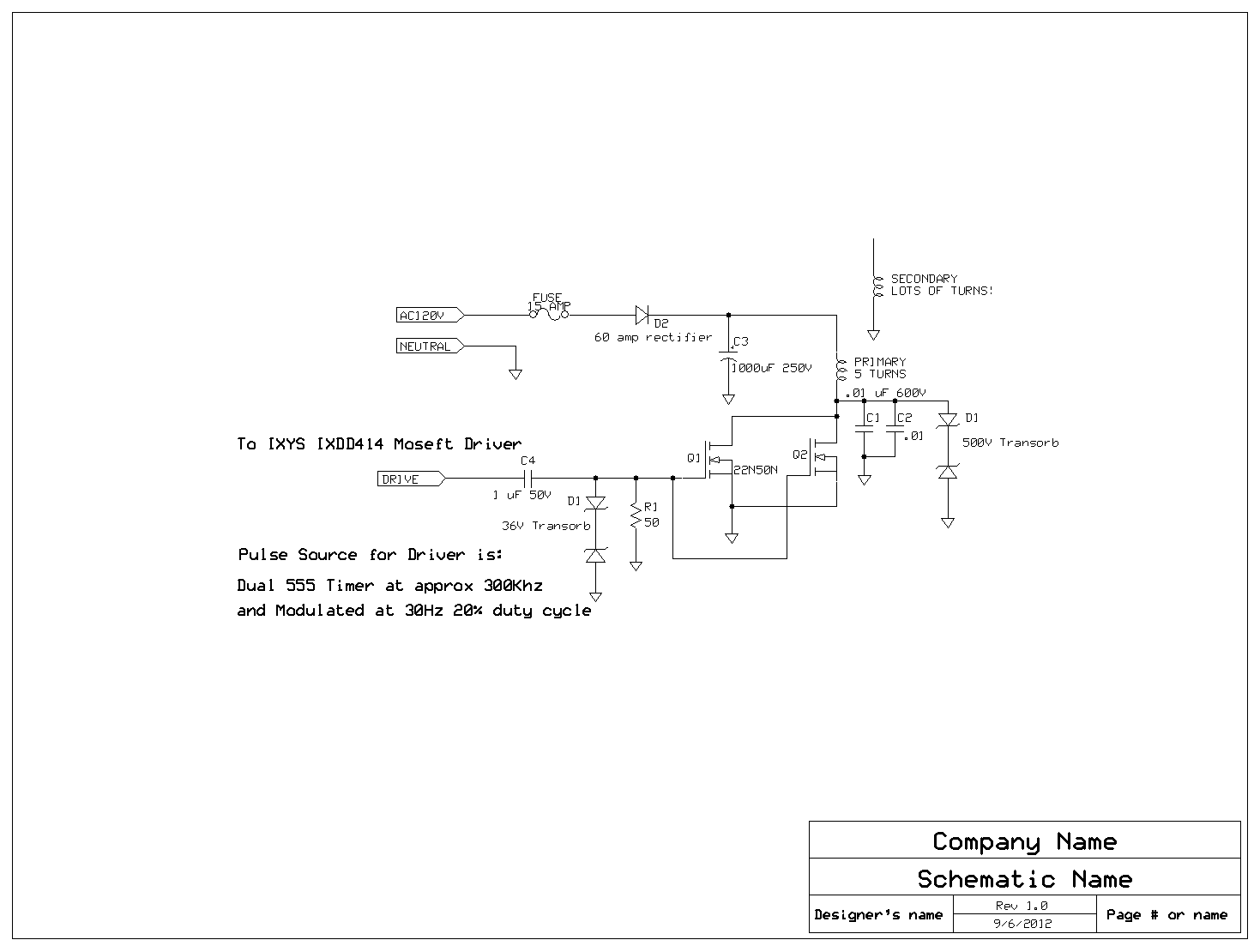 Tesla Coil Powerful Radio Transmitter with A Lousy Antenna – Circuit Schematic