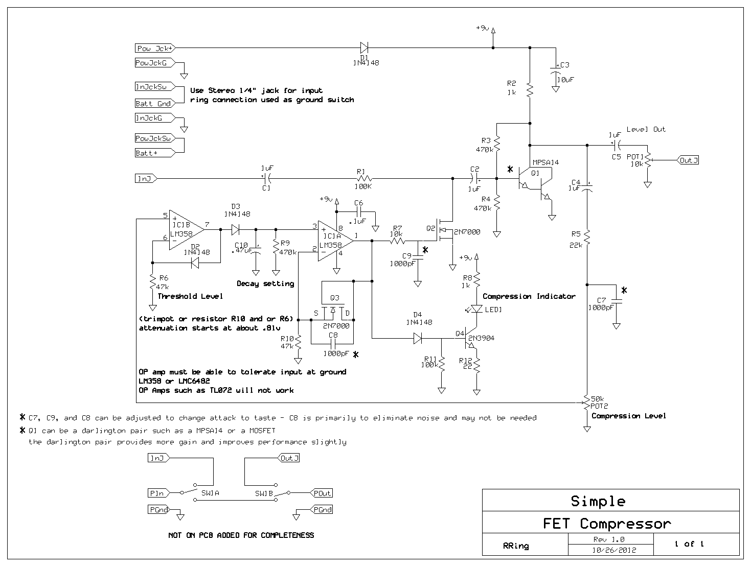 Board layout and final schematic for Mosfet Compressor – Circuit Schematic