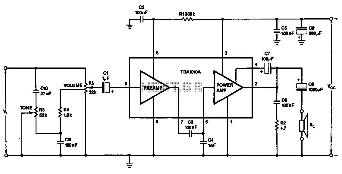 6W-audio-amplifier-with-preamp – Circuit Schematic