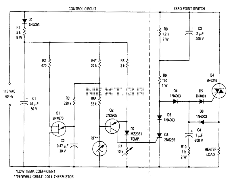 Zero-point-switching-temperature-control – Circuit Schematic