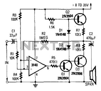 Simple Op Amp Audio Amplifier circuit