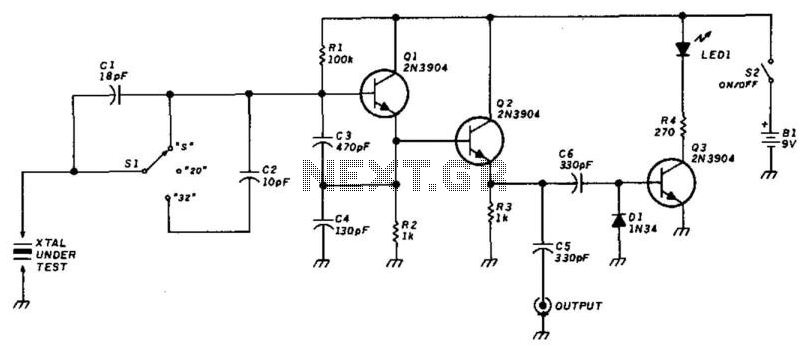Precision Crystal Frequency Checker – Circuit Schematic