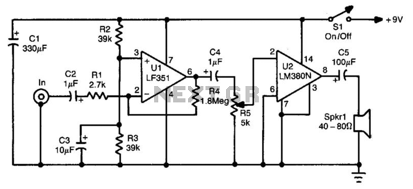 Telephone Amplifier – Circuit Schematic