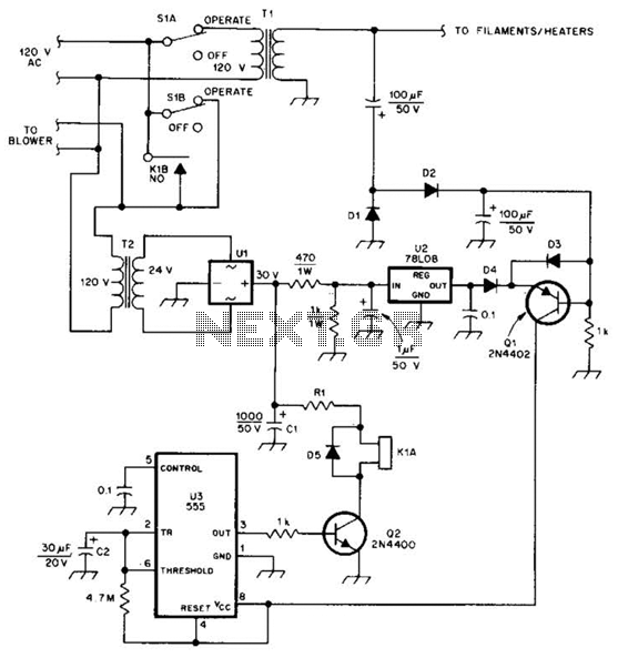 Amplifier Cool-Down Circuit Circuit – Circuit Schematic