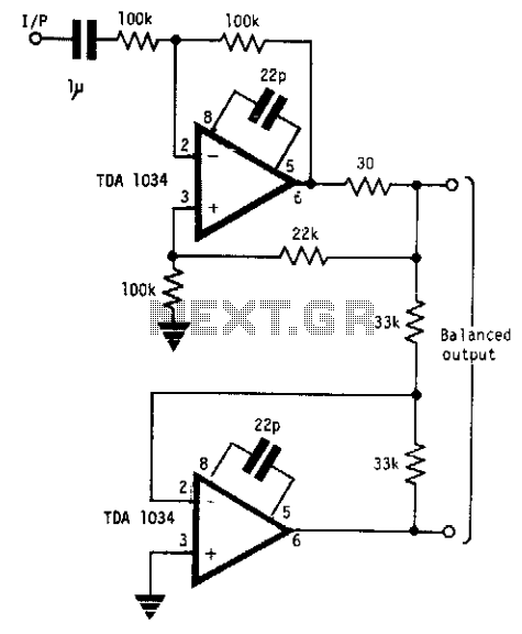 Balanced driver for line signals  – Circuit Schematic