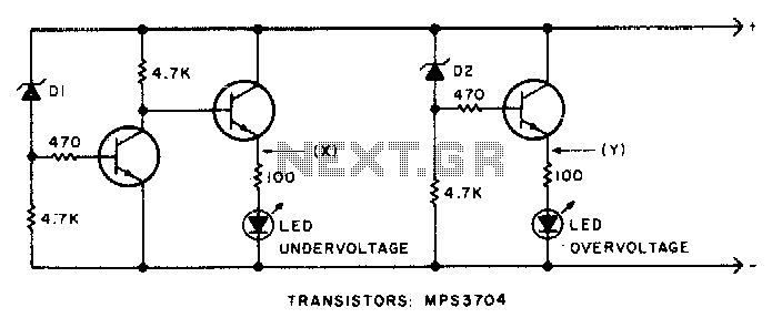 Undervoltage-overvoltage indicator – Circuit Schematic