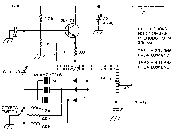 Overtone oscillator with crystal switching – Circuit Schematic