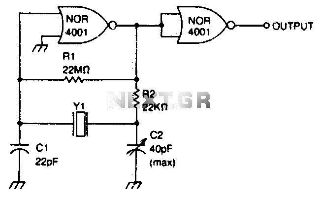 Cmos crystal oscillator – Circuit Schematic