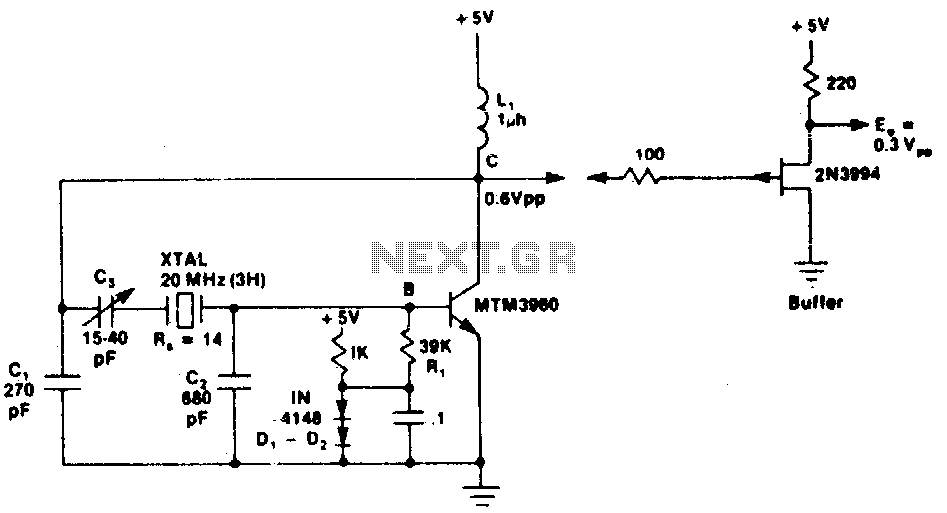 Pierce harmonic oscillator 20Mhz – Circuit Schematic