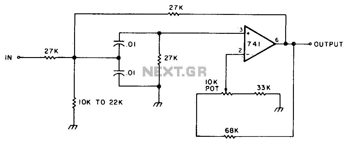 Variable bandwidth bandpass active filter – Circuit Schematic