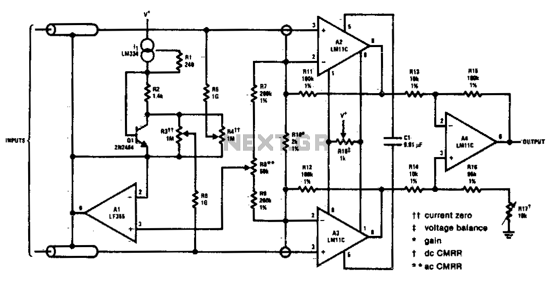 High gain differential instrumentation amplifier – Circuit Schematic