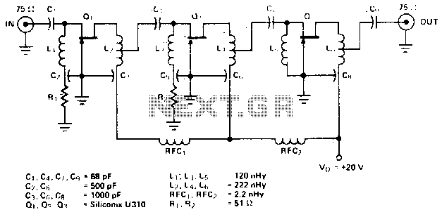 Wideband uhf amplifier with high-performance fets – Circuit Schematic
