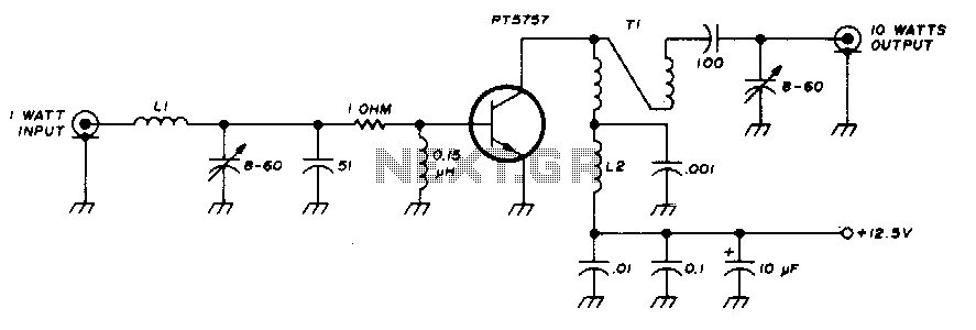Two-meter 10 watt power amplifier – Circuit Schematic