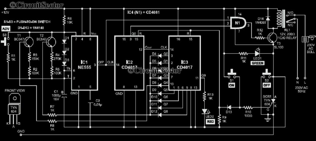 Automatic School Bell Circuit PCB – Circuit Schematic