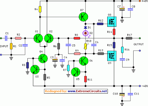 60 Watt Audio Power Amplifier – Circuit Schematic