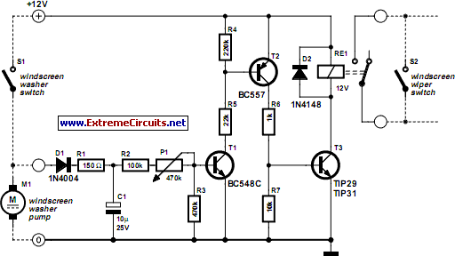 automatic windshield washer – Circuit Schematic