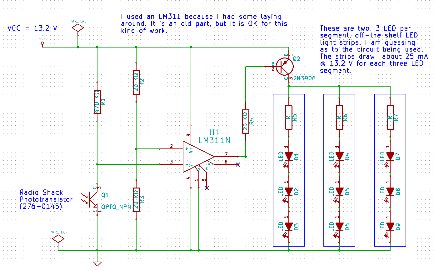 lighting and designing with phototransistors – Circuit Schematic