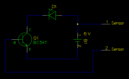 Glove circuit that lights up with a hand shake – Circuit Schematic