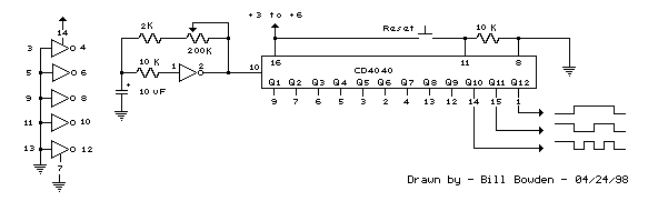 Long delay schematic with CD4040 – Circuit Schematic