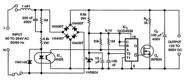 universal power supply with a safe high voltage capacitor – Circuit Schematic