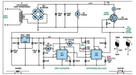 Halogen Lamp Dimmer With Soft Start – Circuit Schematic